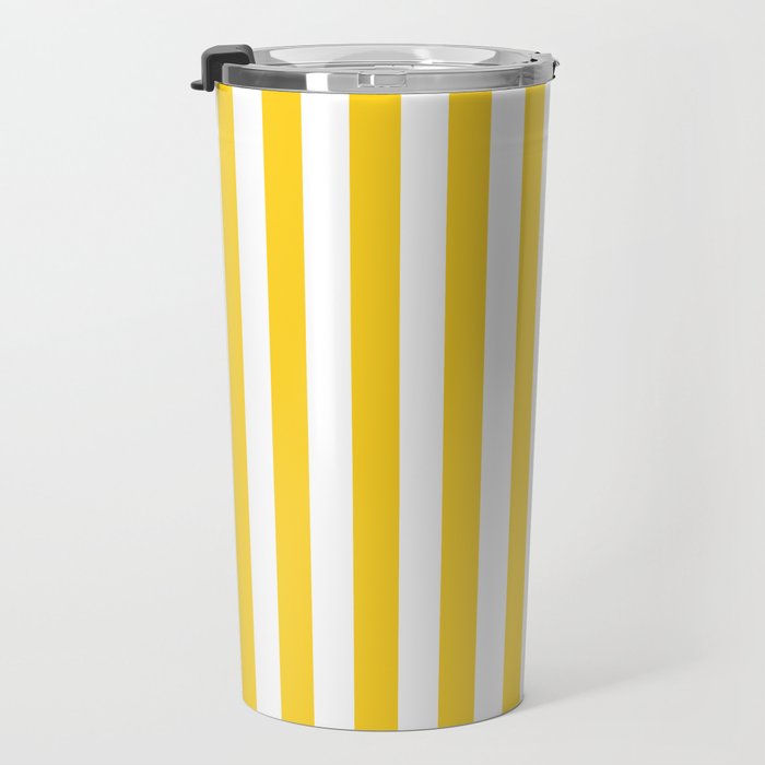 Large Taxi Yellow and White Cabana Stripe Travel Mug Gallery Image 3