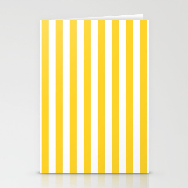 Large Taxi Yellow and White Cabana Stripe Stationery Card Gallery Image 1