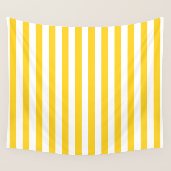 Large Taxi Yellow and White Cabana Stripe Wall Tapestry Gallery Image 4