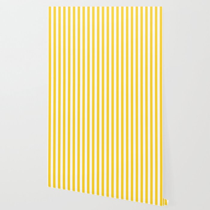 Large Taxi Yellow and White Cabana Stripe Wallpaper Gallery Image 2