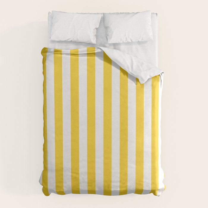 Large Taxi Yellow and White Cabana Stripe Duvet Cover Gallery Image 1