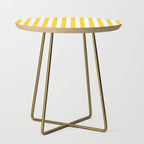 Large Taxi Yellow and White Cabana Stripe Side Table Gallery Image 1