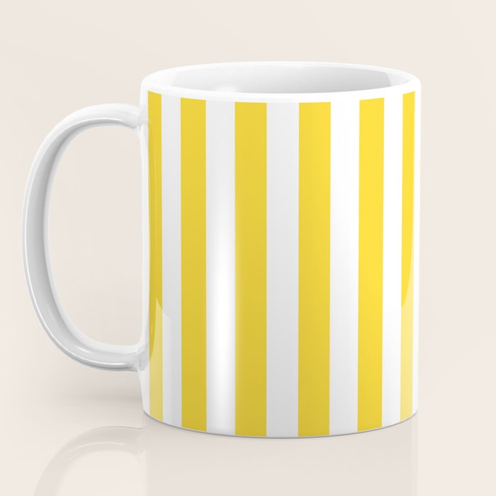 Large Taxi Yellow and White Cabana Stripe Coffee Mug Gallery Image 3