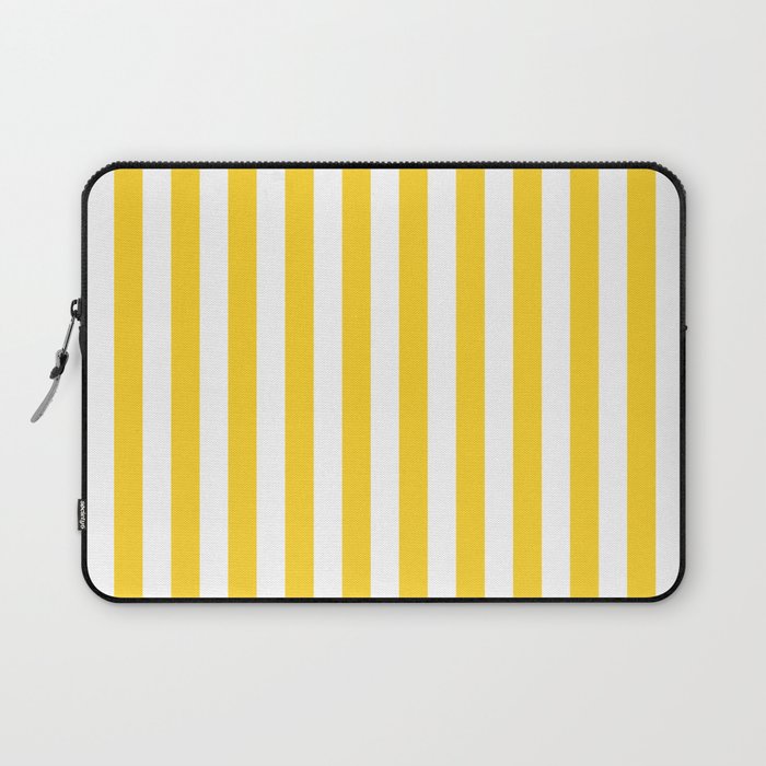 Large Taxi Yellow and White Cabana Stripe Laptop Sleeve Gallery Image 1
