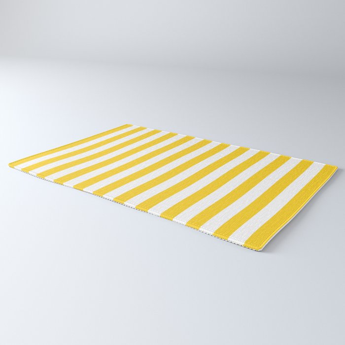 Large Taxi Yellow and White Cabana Stripe Rug Gallery Image 3