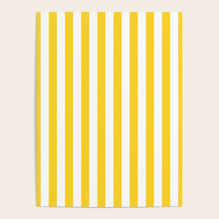 Large Taxi Yellow and White Cabana Stripe Poster Gallery Image 1