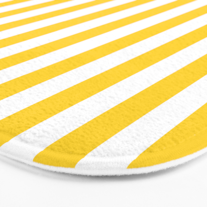 Large Taxi Yellow and White Cabana Stripe Bath Mat Gallery Image 3