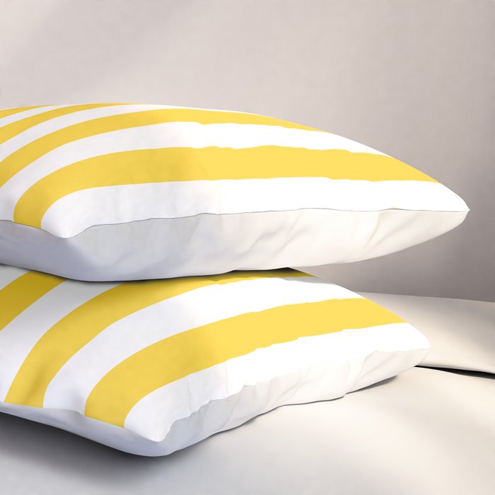 Large Taxi Yellow and White Cabana Stripe Pillow Sham Gallery Image 3
