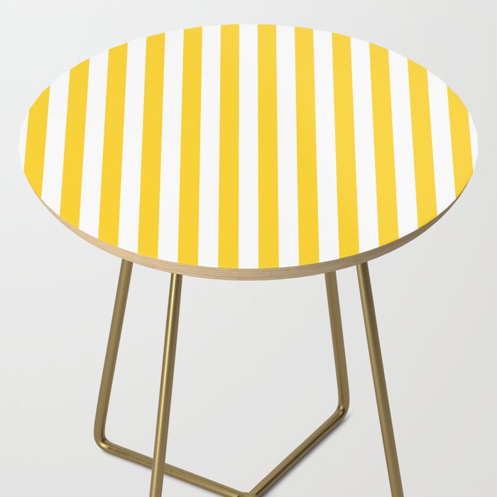 Large Taxi Yellow and White Cabana Stripe Side Table Gallery Image 2