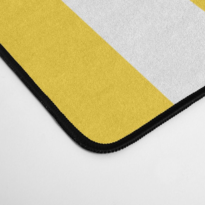 Large Taxi Yellow and White Cabana Stripe Desk Mat Gallery Image 4