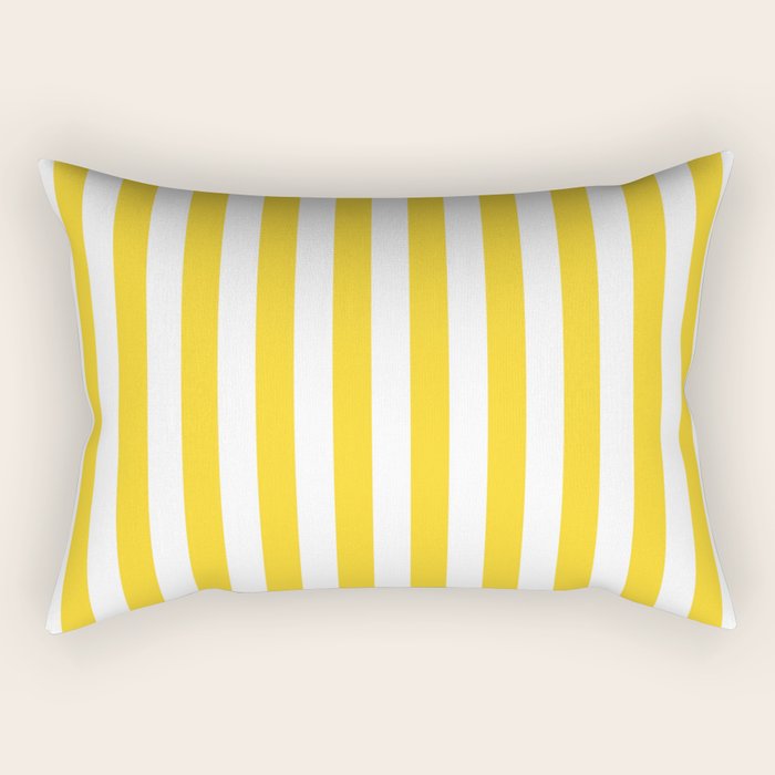 Large Taxi Yellow and White Cabana Stripe Rectangular Pillow Gallery Image 2