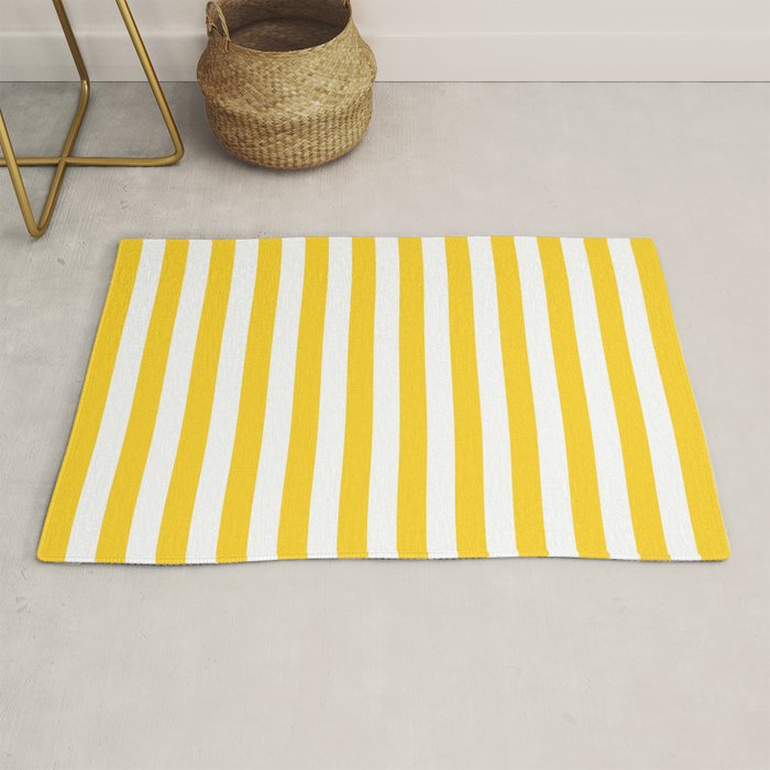 Large Taxi Yellow and White Cabana Stripe Rug Gallery Image 1