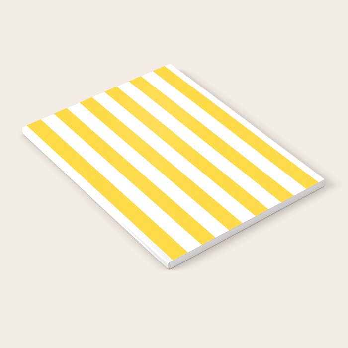 Large Taxi Yellow and White Cabana Stripe Notebook Gallery Image 1