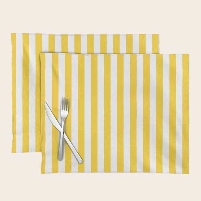 Large Taxi Yellow and White Cabana Stripe Placemat Gallery Image 1