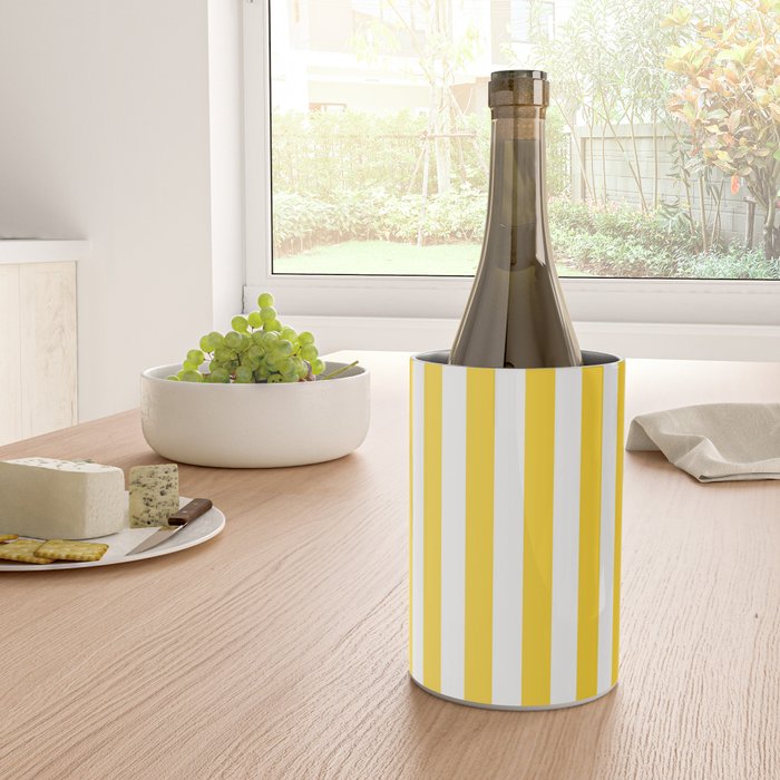 Large Taxi Yellow and White Cabana Stripe Wine Chiller Gallery Image 4
