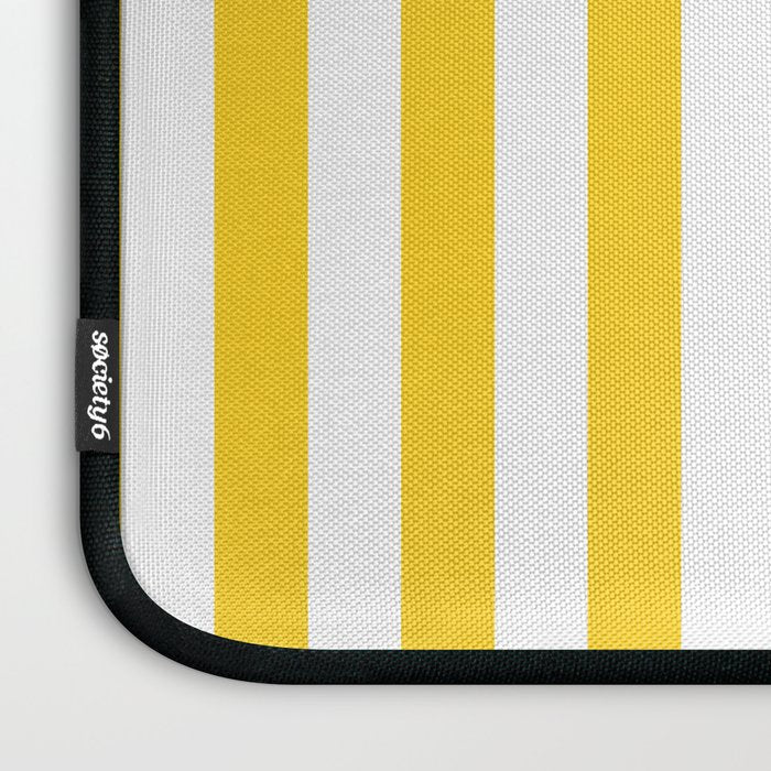 Large Taxi Yellow and White Cabana Stripe Laptop Sleeve Gallery Image 3