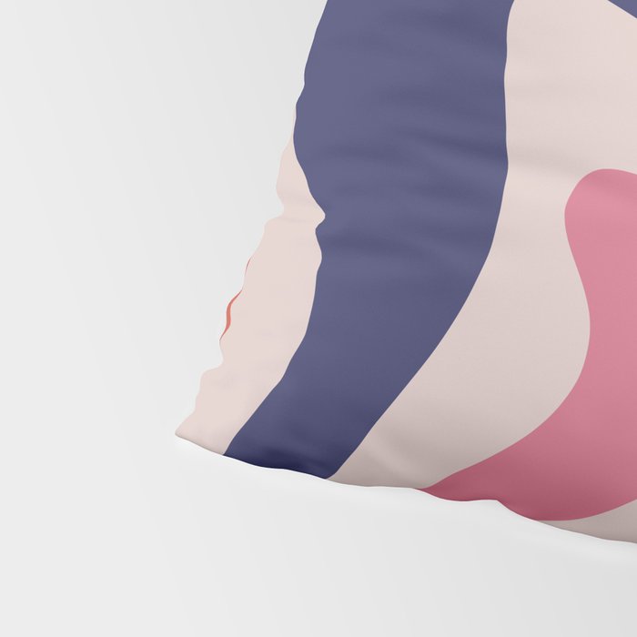 Retro Liquid Swirl Abstract Pattern Square Navy Blue Pink Red-Orange Pillow Sham Gallery Image 4