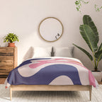 Retro Liquid Swirl Abstract Pattern Square Navy Blue Pink Red-Orange Comforter Gallery Image 3
