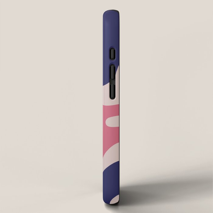 Retro Liquid Swirl Abstract Pattern Square Navy Blue Pink Red-Orange iPhone Case Gallery Image 2