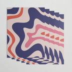 Retro Liquid Swirl Abstract Pattern Square Navy Blue Pink Red-Orange Wrapping Paper Gallery Image 3