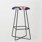 Retro Liquid Swirl Abstract Pattern Square Navy Blue Pink Red-Orange Stool Gallery Image 1