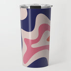 Retro Liquid Swirl Abstract Pattern Square Navy Blue Pink Red-Orange Travel Mug Gallery Image 1