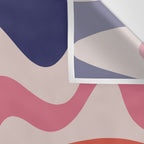 Retro Liquid Swirl Abstract Pattern Square Navy Blue Pink Red-Orange Wall Tapestry Gallery Image 3