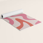 Retro Liquid Swirl Abstract Pattern Square Navy Blue Pink Red-Orange Yoga Mat Gallery Image 2
