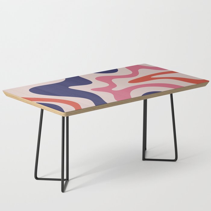Retro Liquid Swirl Abstract Pattern Square Navy Blue Pink Red-Orange Coffee Table Gallery Image 1