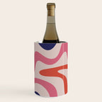 Retro Liquid Swirl Abstract Pattern Square Navy Blue Pink Red-Orange Wine Chiller Gallery Image 3