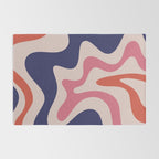 Retro Liquid Swirl Abstract Pattern Square Navy Blue Pink Red-Orange Rug Gallery Image 2