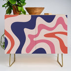 Retro Liquid Swirl Abstract Pattern Square Navy Blue Pink Red-Orange Credenza Gallery Image 1