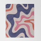 Retro Liquid Swirl Abstract Pattern Square Navy Blue Pink Red-Orange Throw Blanket Gallery Image 2