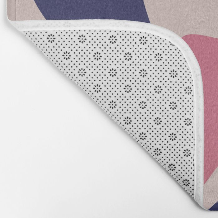 Retro Liquid Swirl Abstract Pattern Square Navy Blue Pink Red-Orange Bath Mat Gallery Image 2