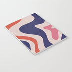 Retro Liquid Swirl Abstract Pattern Square Navy Blue Pink Red-Orange Notebook Gallery Image 3