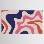 Retro Liquid Swirl Abstract Pattern Square Navy Blue Pink Red-Orange Tablecloth Gallery Image 2