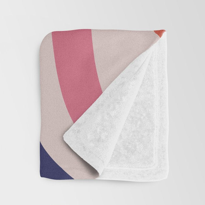 Retro Liquid Swirl Abstract Pattern Square Navy Blue Pink Red-Orange Throw Blanket Gallery Image 3