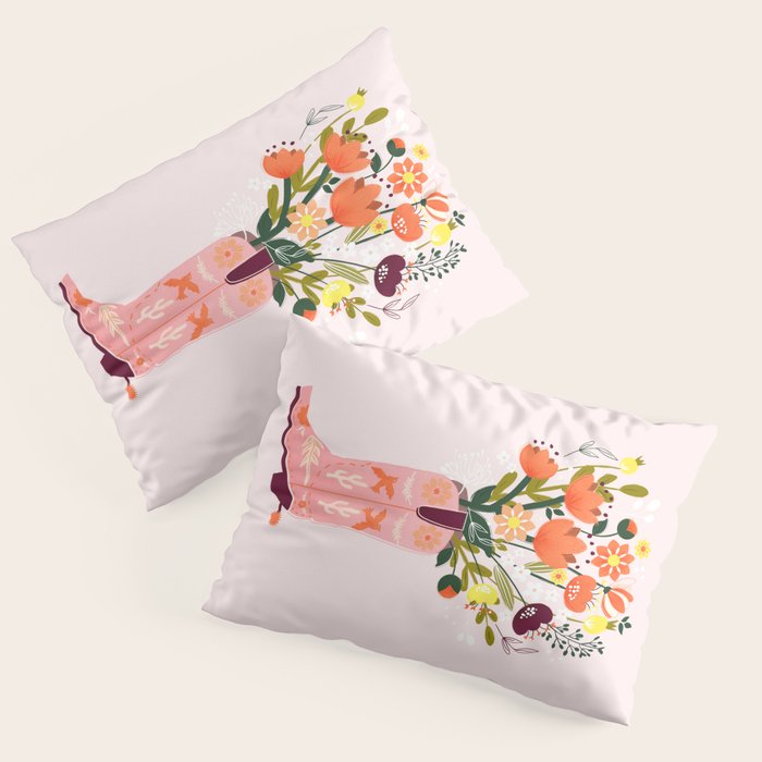 Pink Cowboy Boot and Wild Flower Bouquet Pillow Sham Gallery Image 3
