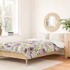 Watercolor/Ink Purple Floral Painting Duvet Cover Gallery Image 2