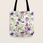 Watercolor/Ink Purple Floral Painting Tote Bag Gallery Image 1