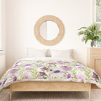 Watercolor/Ink Purple Floral Painting Duvet Cover Gallery Image 3