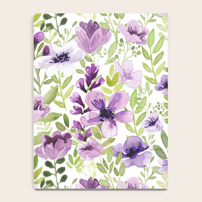 Watercolor/Ink Purple Floral Painting Notebook Gallery Image 4