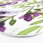 Watercolor/Ink Purple Floral Painting Bath Mat Gallery Image 3