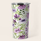 Watercolor/Ink Purple Floral Painting Travel Mug Gallery Image 1