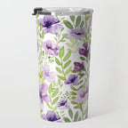 Watercolor/Ink Purple Floral Painting Travel Mug Gallery Image 3