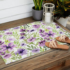 Watercolor/Ink Purple Floral Painting Outdoor Rug Gallery Image 2