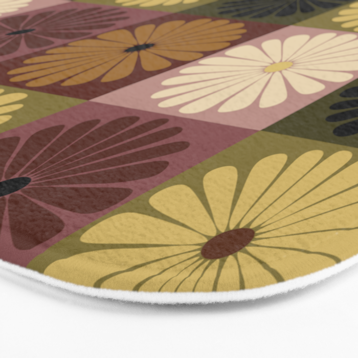 Retro Flowers Check Pattern III Bath Mat Gallery Image 3