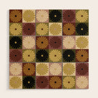 Retro Flowers Check Pattern III Wood Wall Art Gallery Image 1