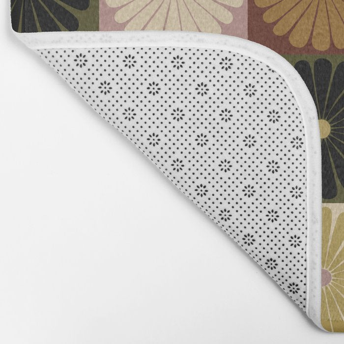 Retro Flowers Check Pattern III Bath Mat Gallery Image 2