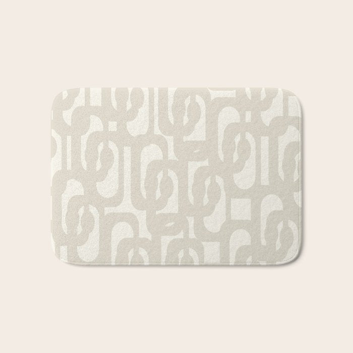 Mid Century Modern Loops Neutral Abstract Pattern in Mushroom Beige and Cream Bath Mat Gallery Image 1